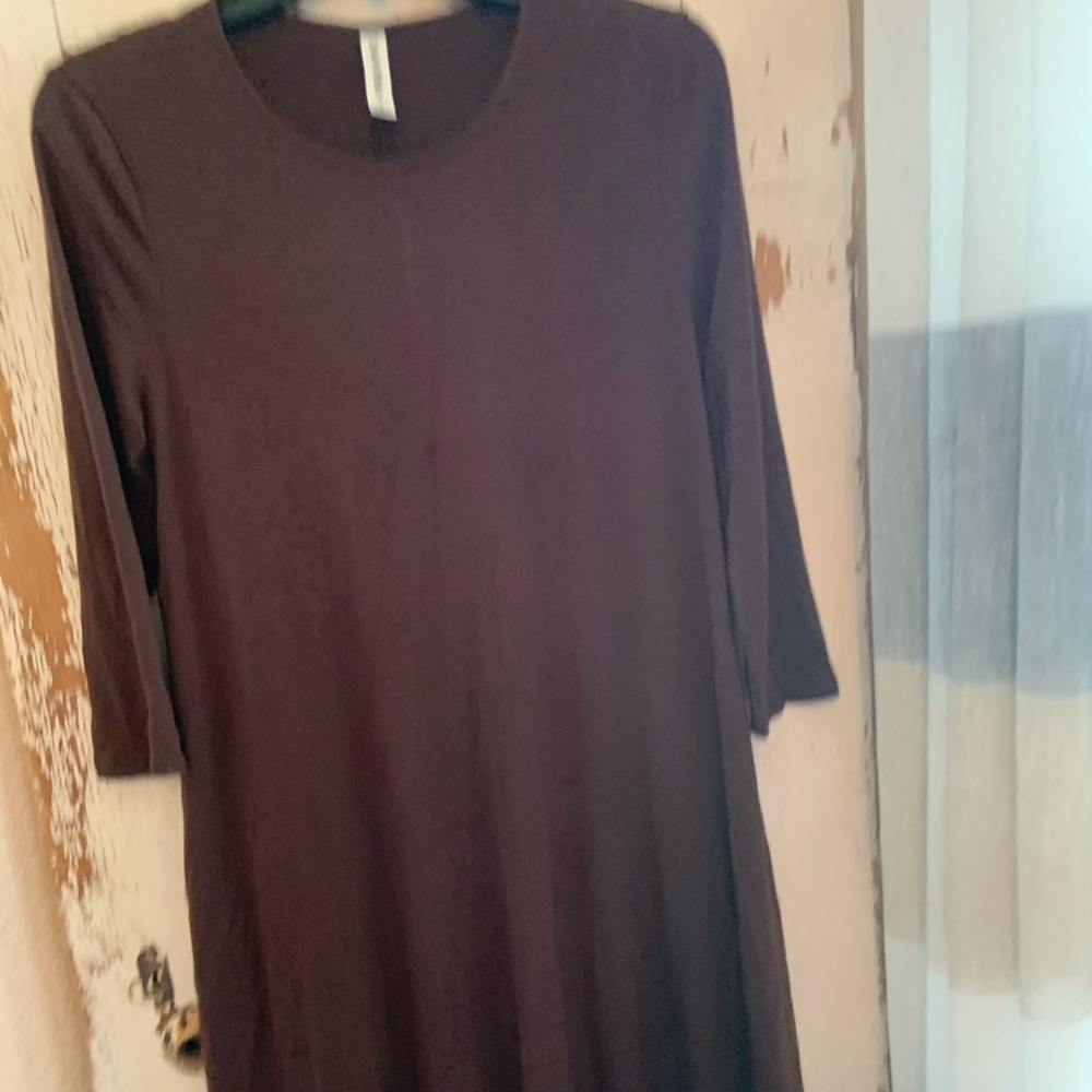 NWOT Cotton 3/4 sleeve brown dress